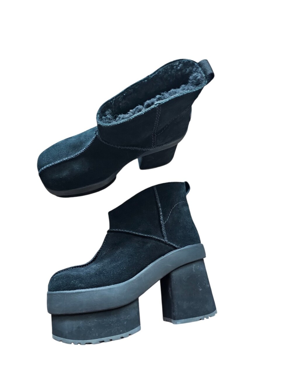UGG Women's Black Platform Chunky Heel Ankle Boots Size 8 - Picture 2 of 8
